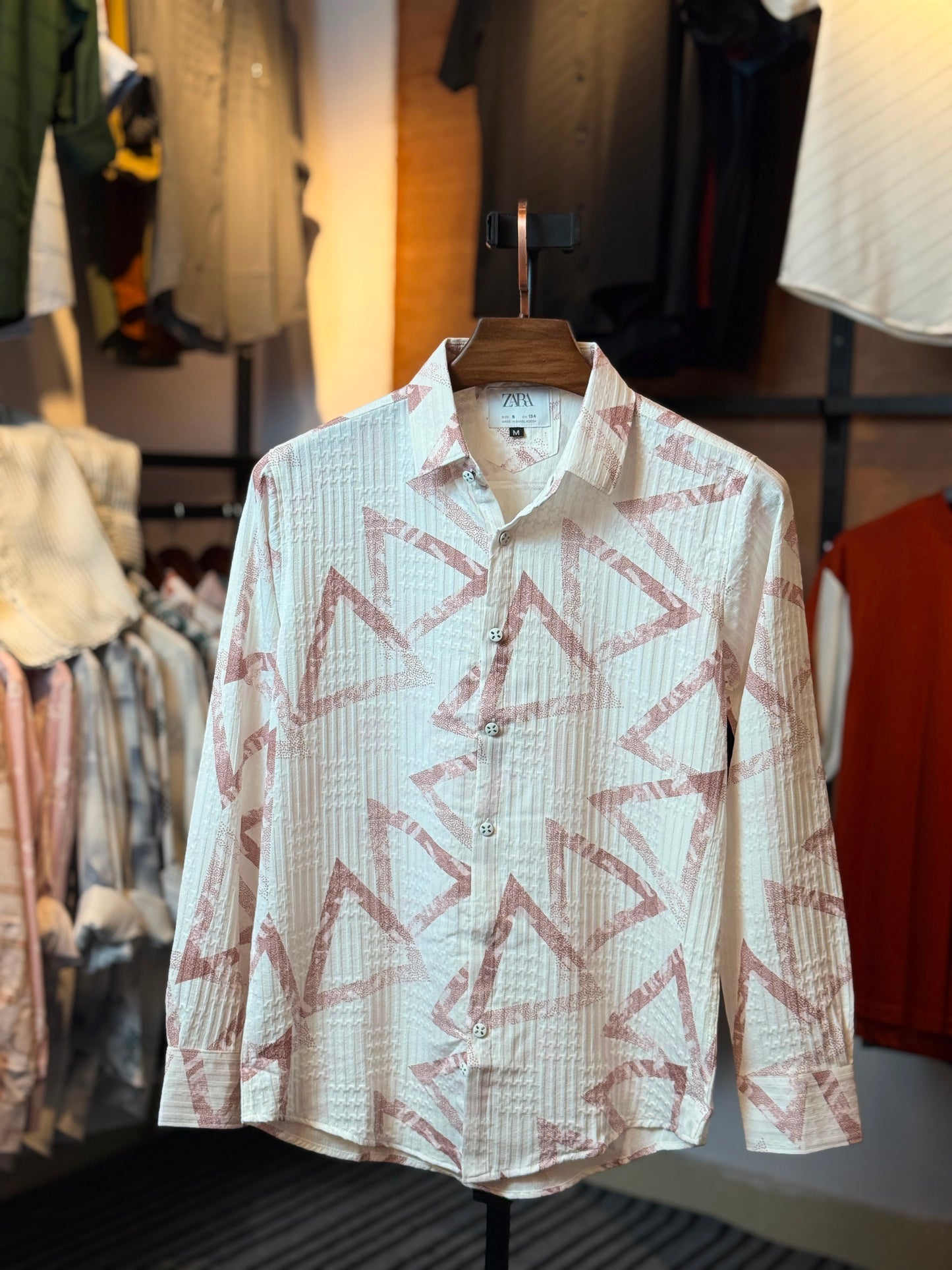 Maroon White Printed Shirt-Triangle