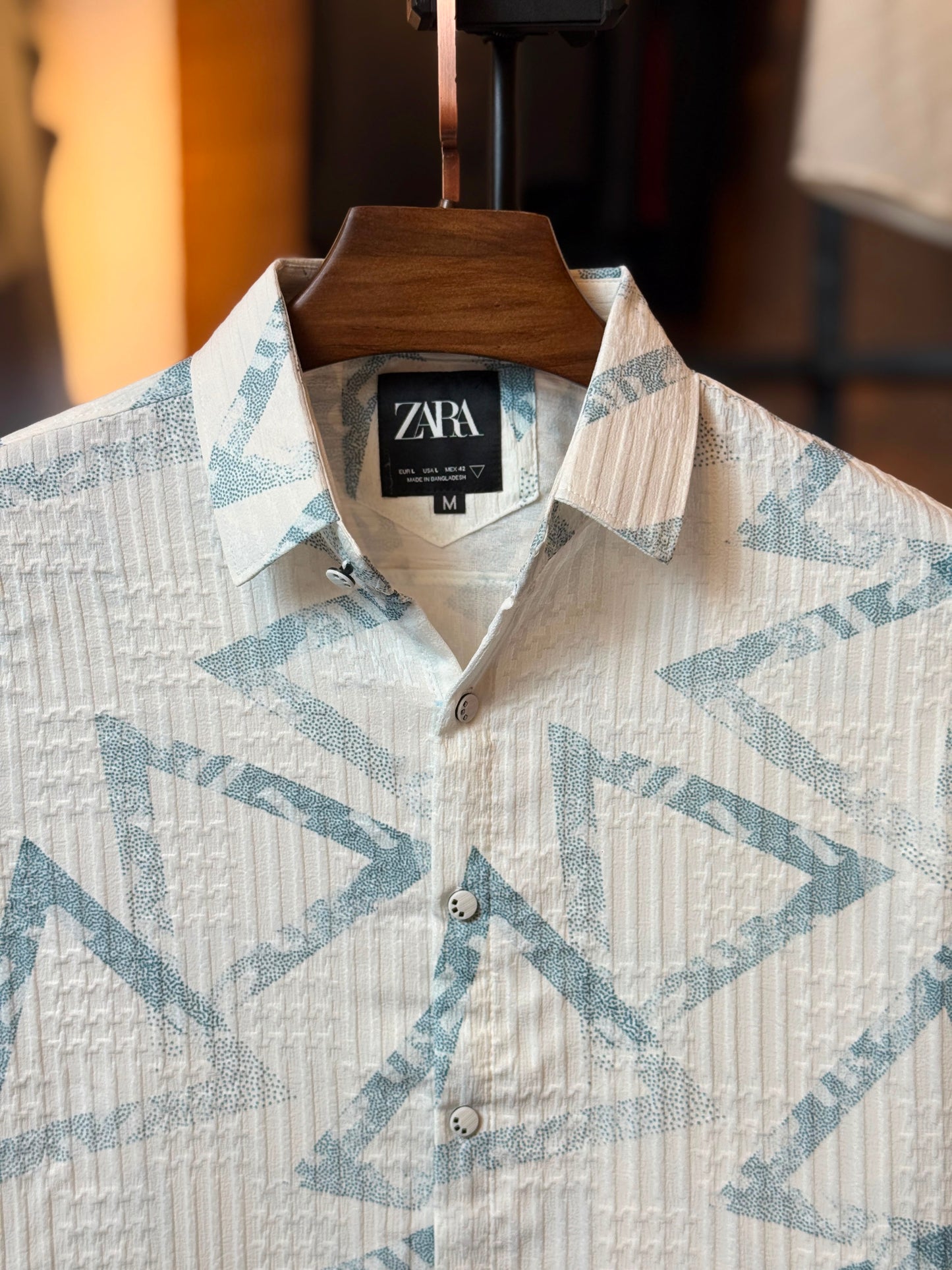 Sky White Printed Shirt-Triangle