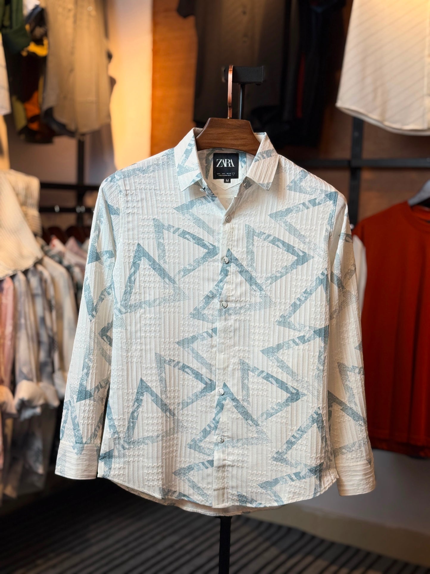 Sky White Printed Shirt-Triangle