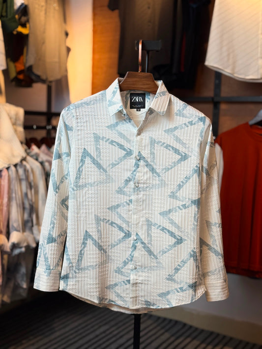 Sky White Printed Shirt-Triangle