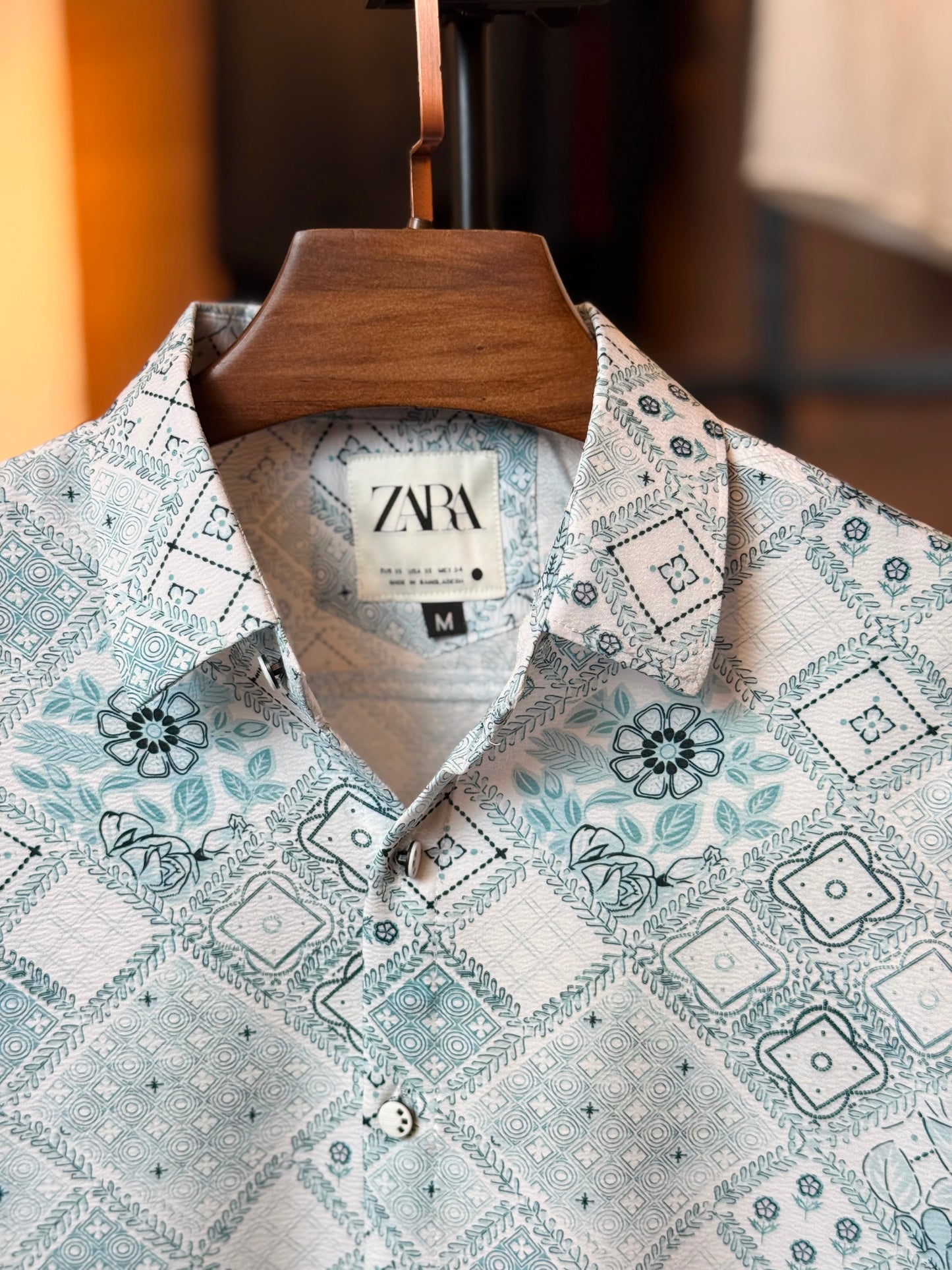 Green White Printed Shirt-