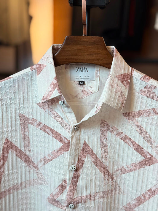 Maroon White Printed Shirt-Triangle