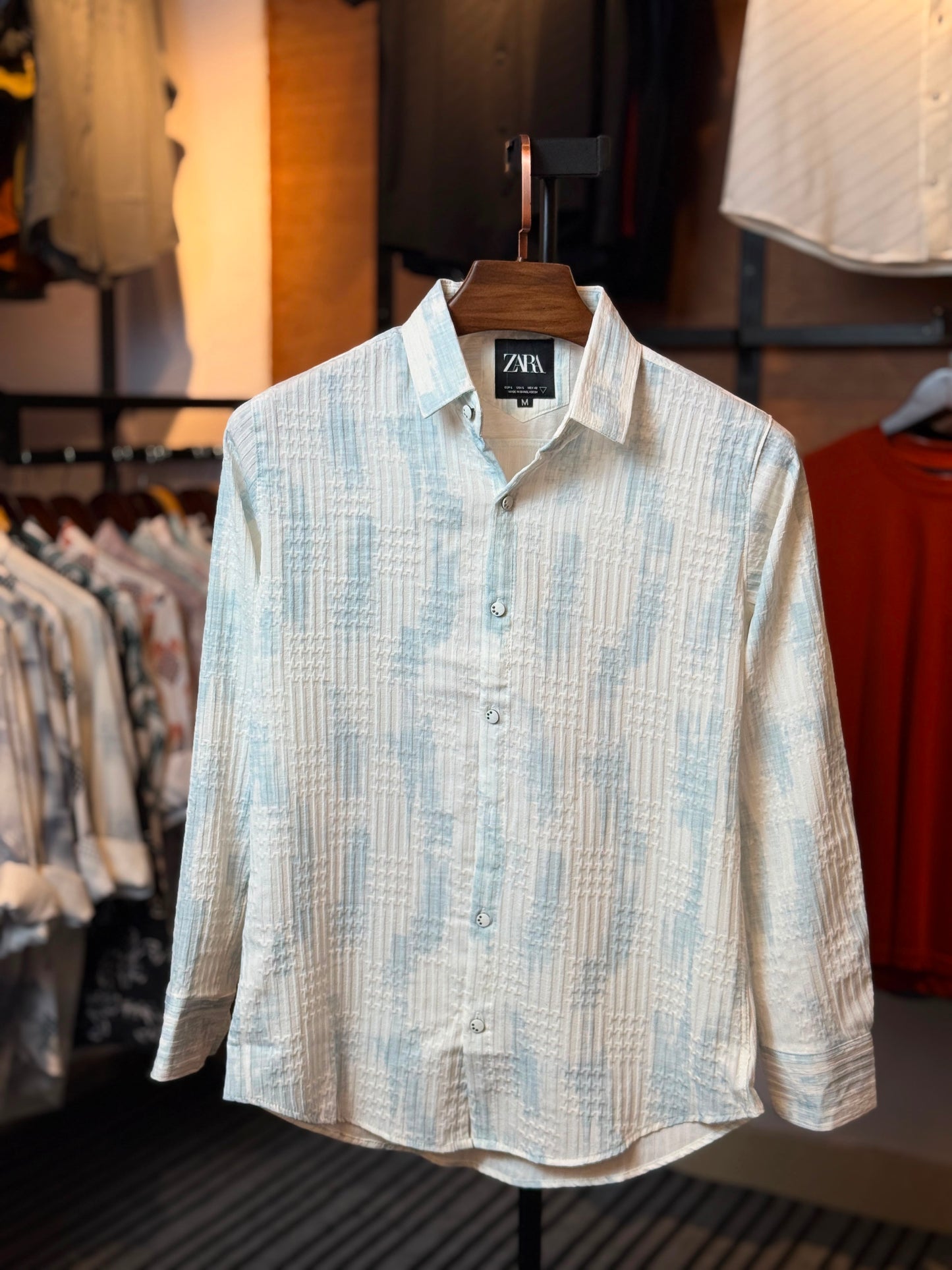 Ice Blue Printed Shirt-Marvel