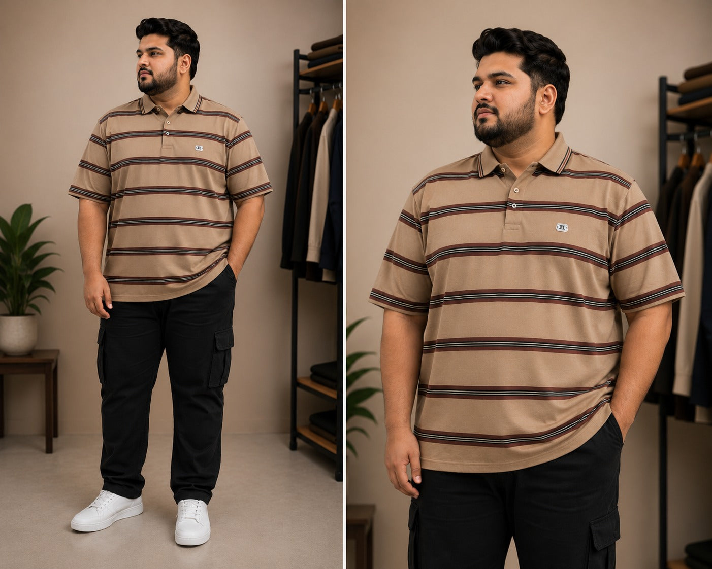 Coffee Colour Polo T-Shirt |Plus