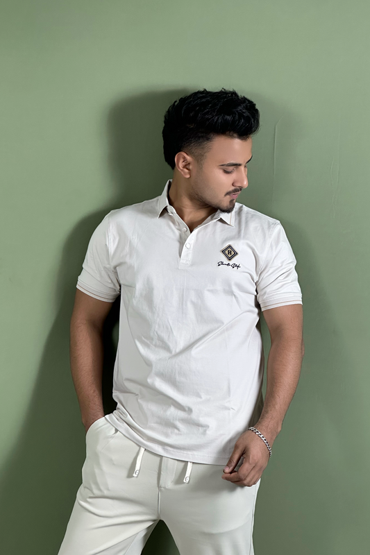 অফ হোয়াইট কালার পোলো টি-শার্ট-H