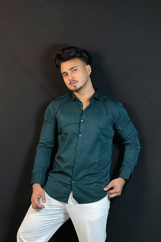 Bottle Green Colour Cross Formal Shirt
