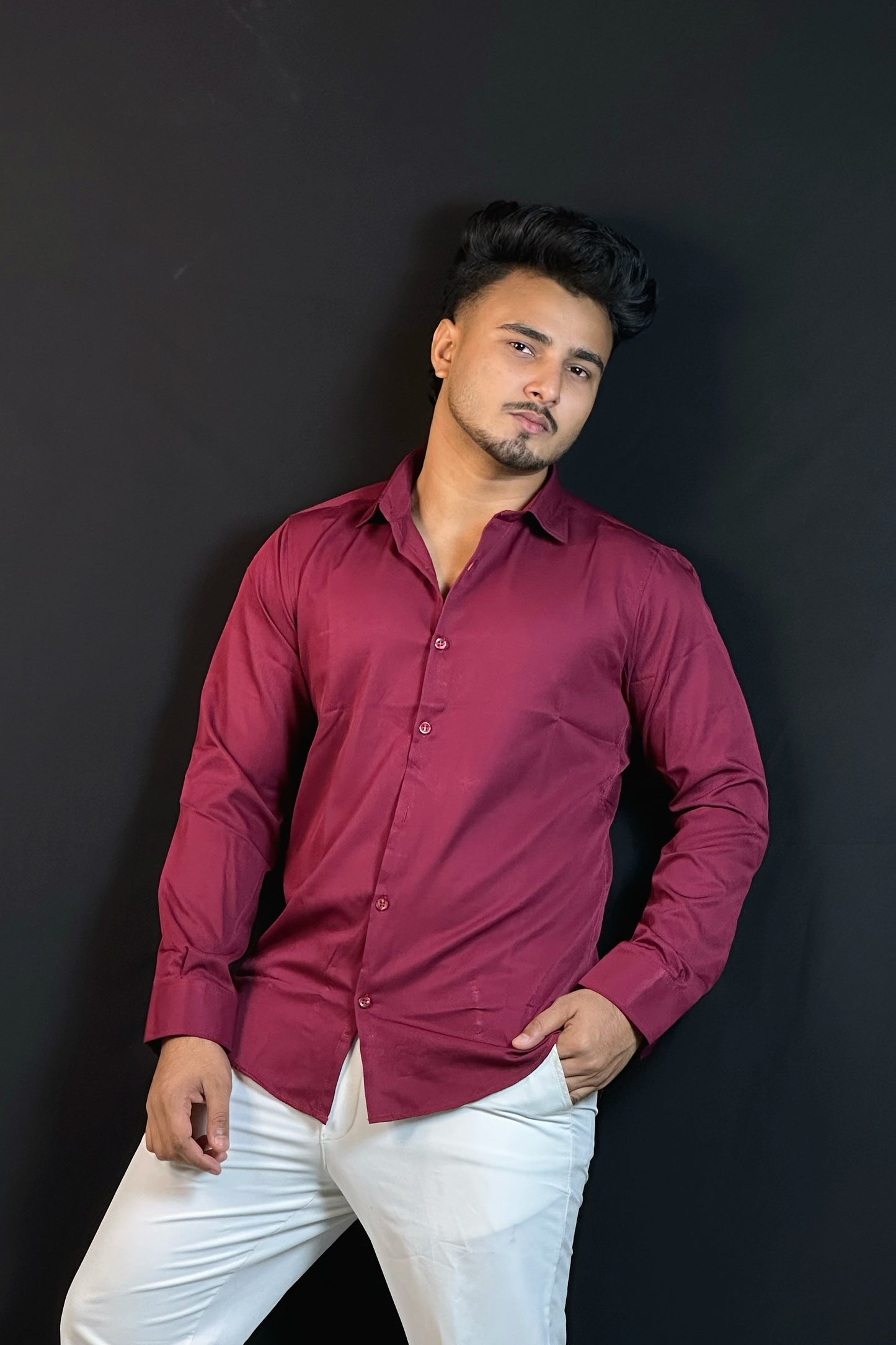 Maroon Colour Cross Formal Shirt
