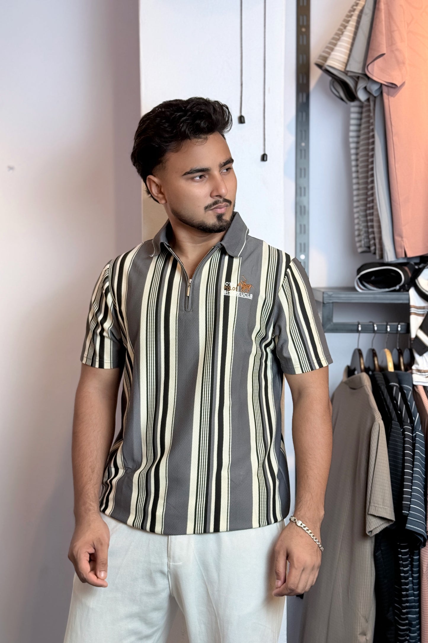 Ash Contrast Polo T-Shirt |CNE