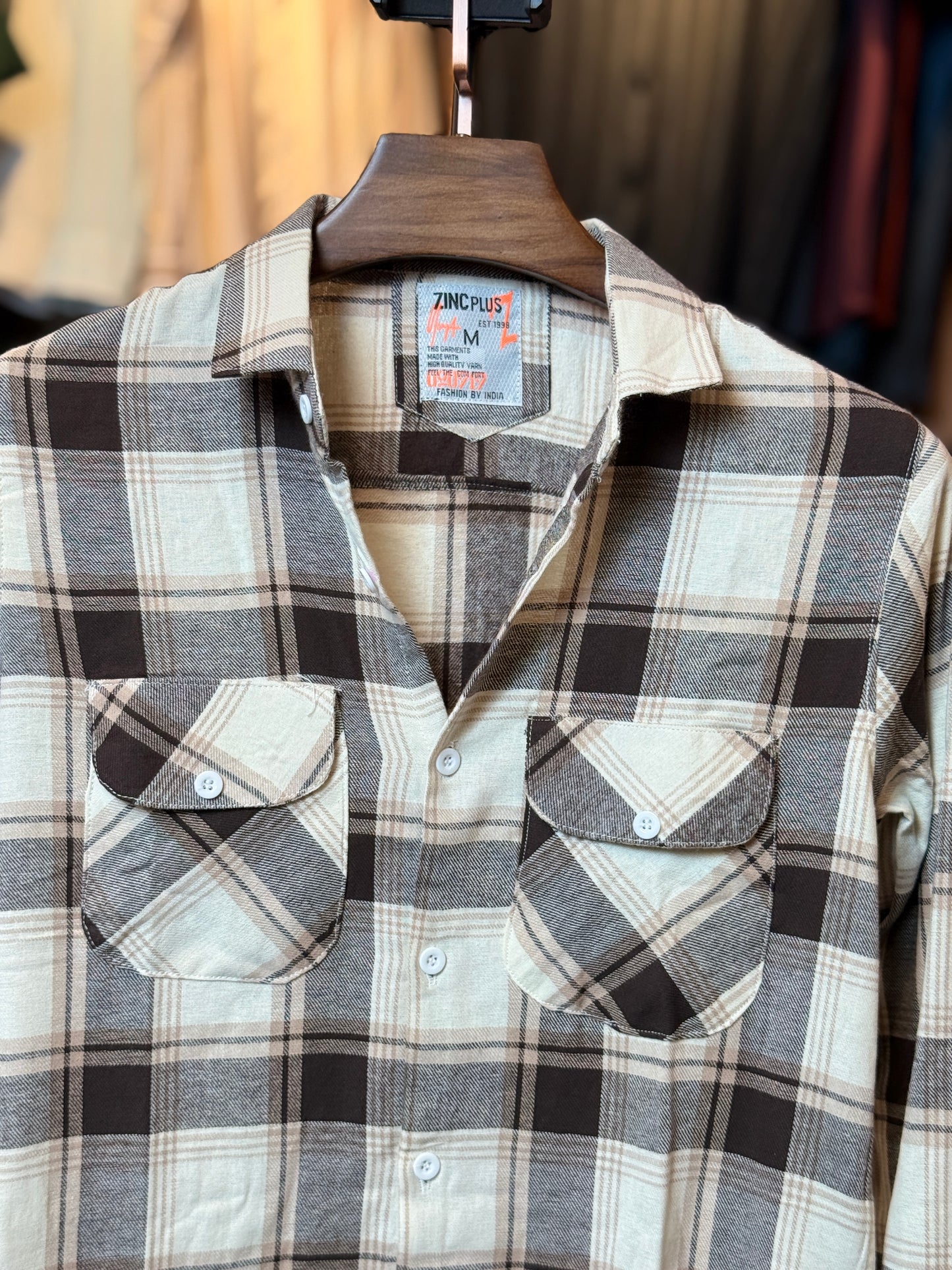 Coffee Cream Check Shirt |CS2