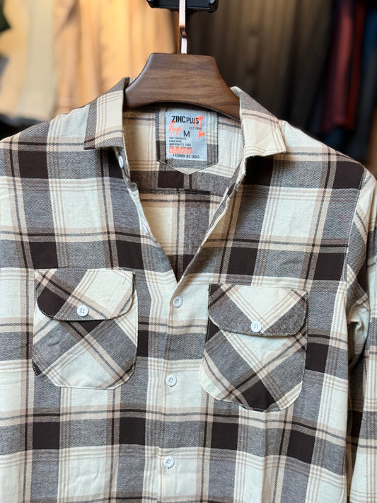 Coffee Cream Check Shirt |CS2