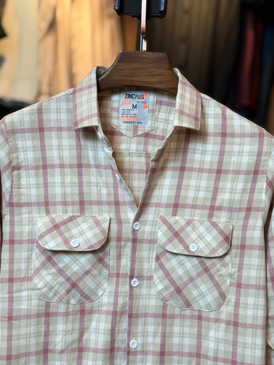 Cream Colour Check Shirt |CS1