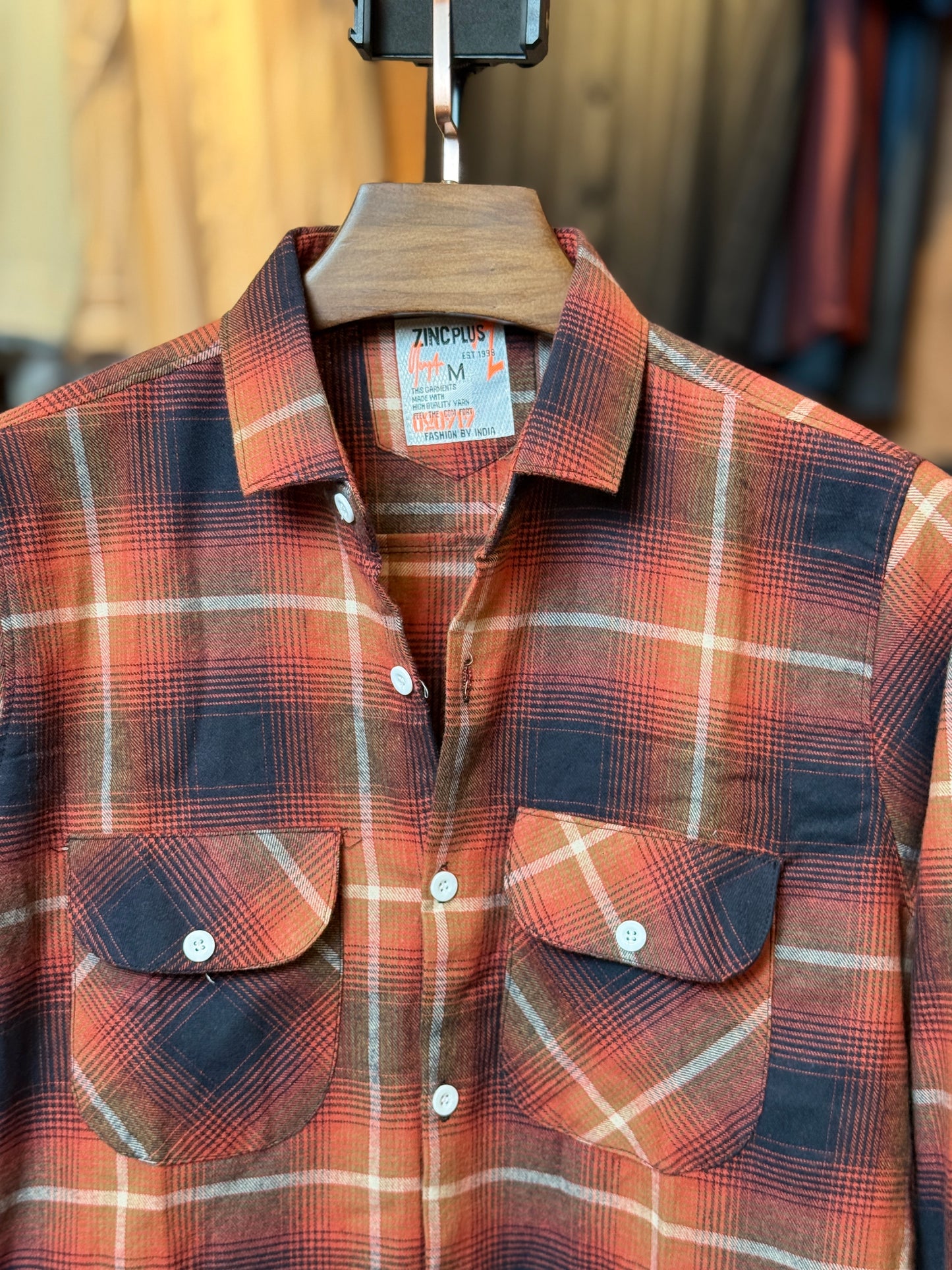 Orange Black Check Shirt |OS1