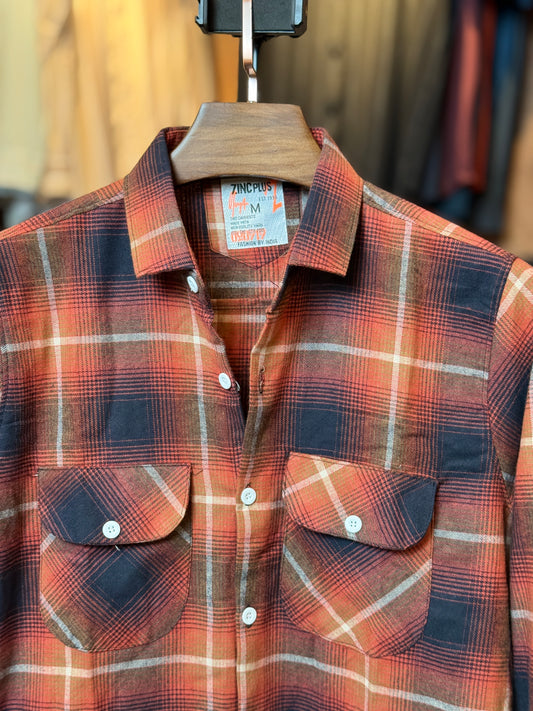 Orange Black Check Shirt |OS1