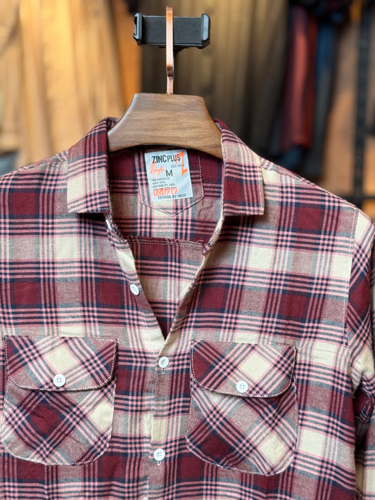 Maroon Cream Check Shirt |MS1