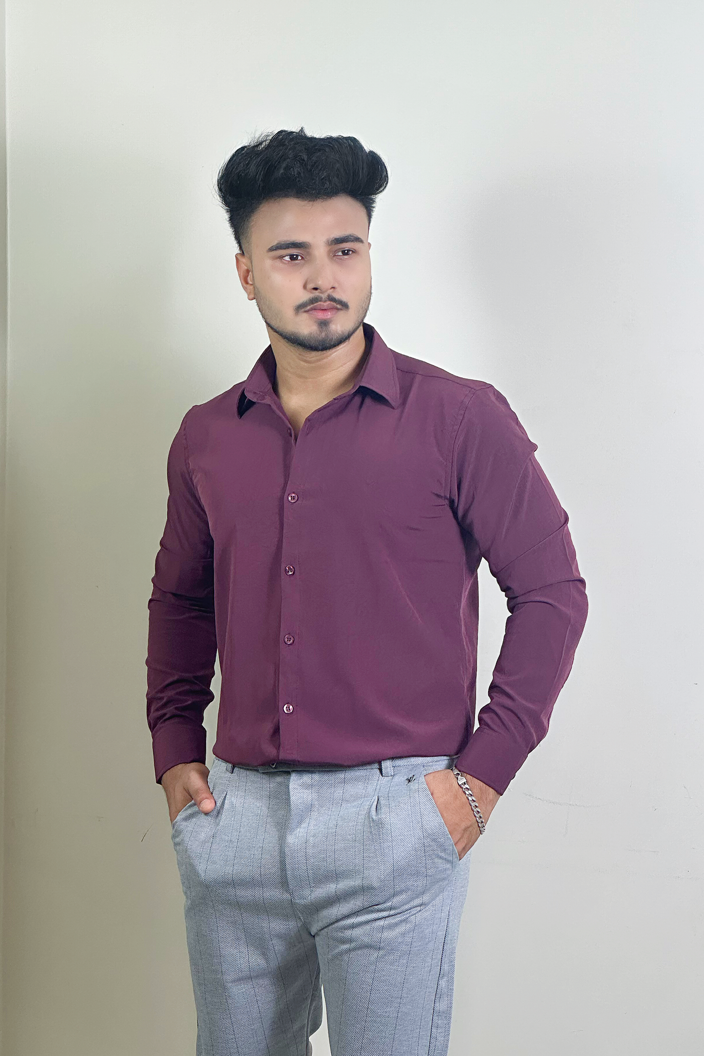 Wine Colour China Formal Shirt |VM