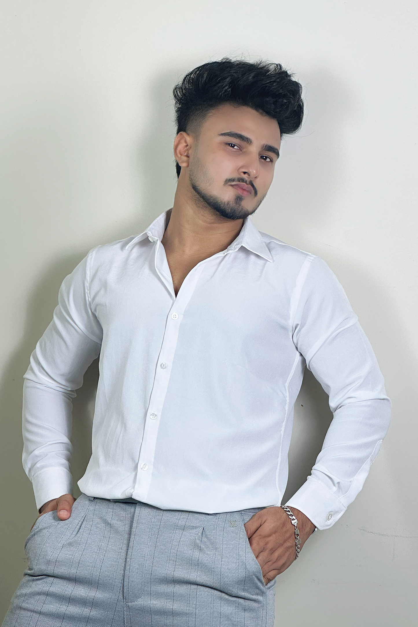 White Colour China Formal Shirt |VM