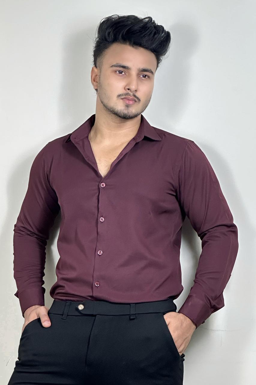 Wine Colour Cross Formal Shirt