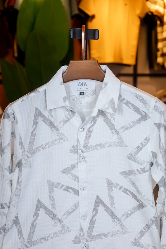Ash White Printed Shirt |Triangle
