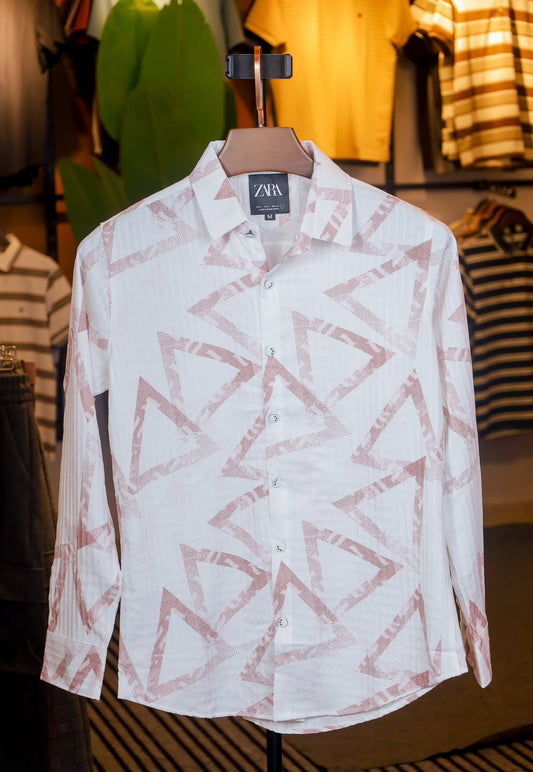 Maroon White Printed Shirt |Triangle