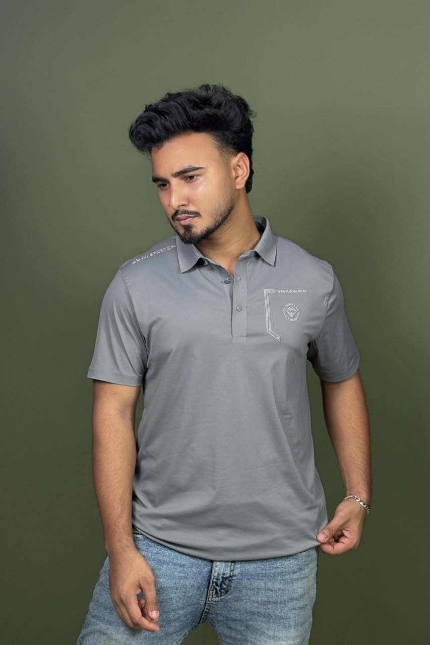 Gray Colour Polo T-Shirt |SLP