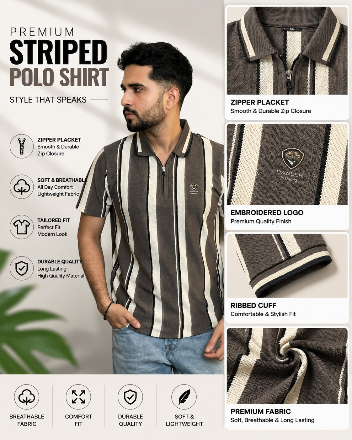 Gray Contrast Polo T-Shirt |CNX