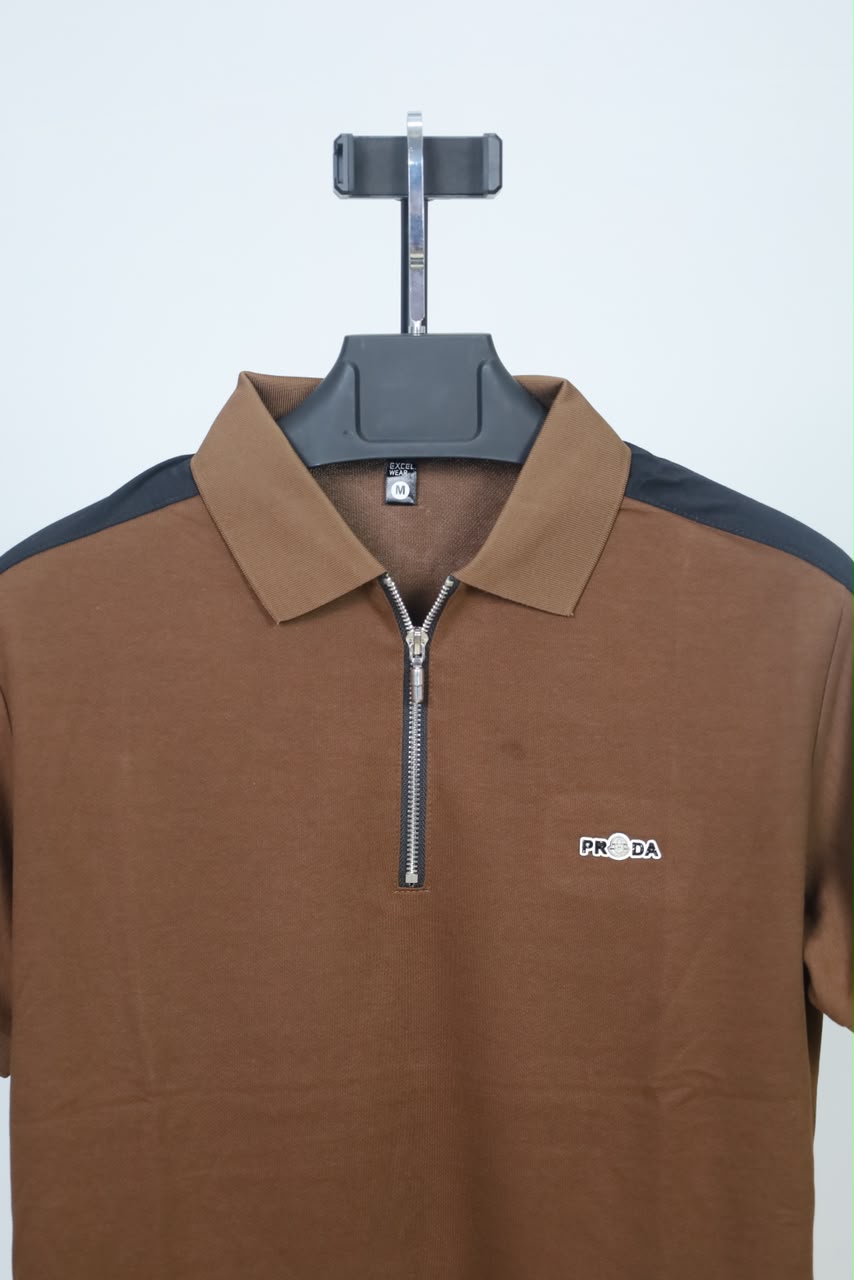 Chocolate Colour Polo T-Shirt |Prada