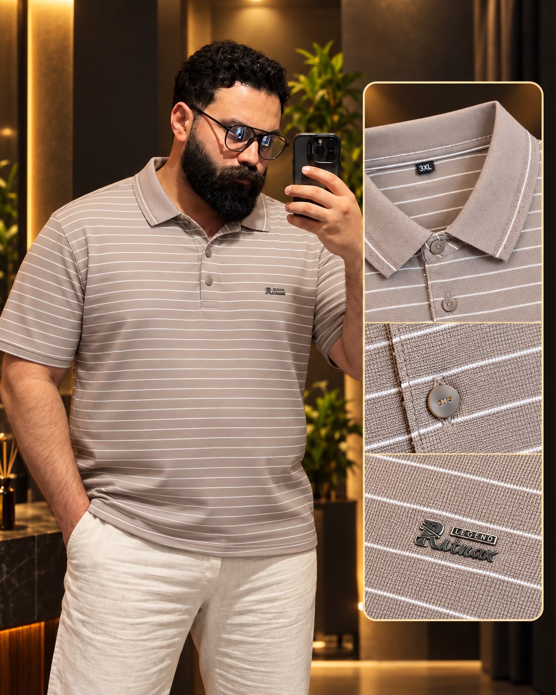 Purple Stripe Polo T-Shirt |THF