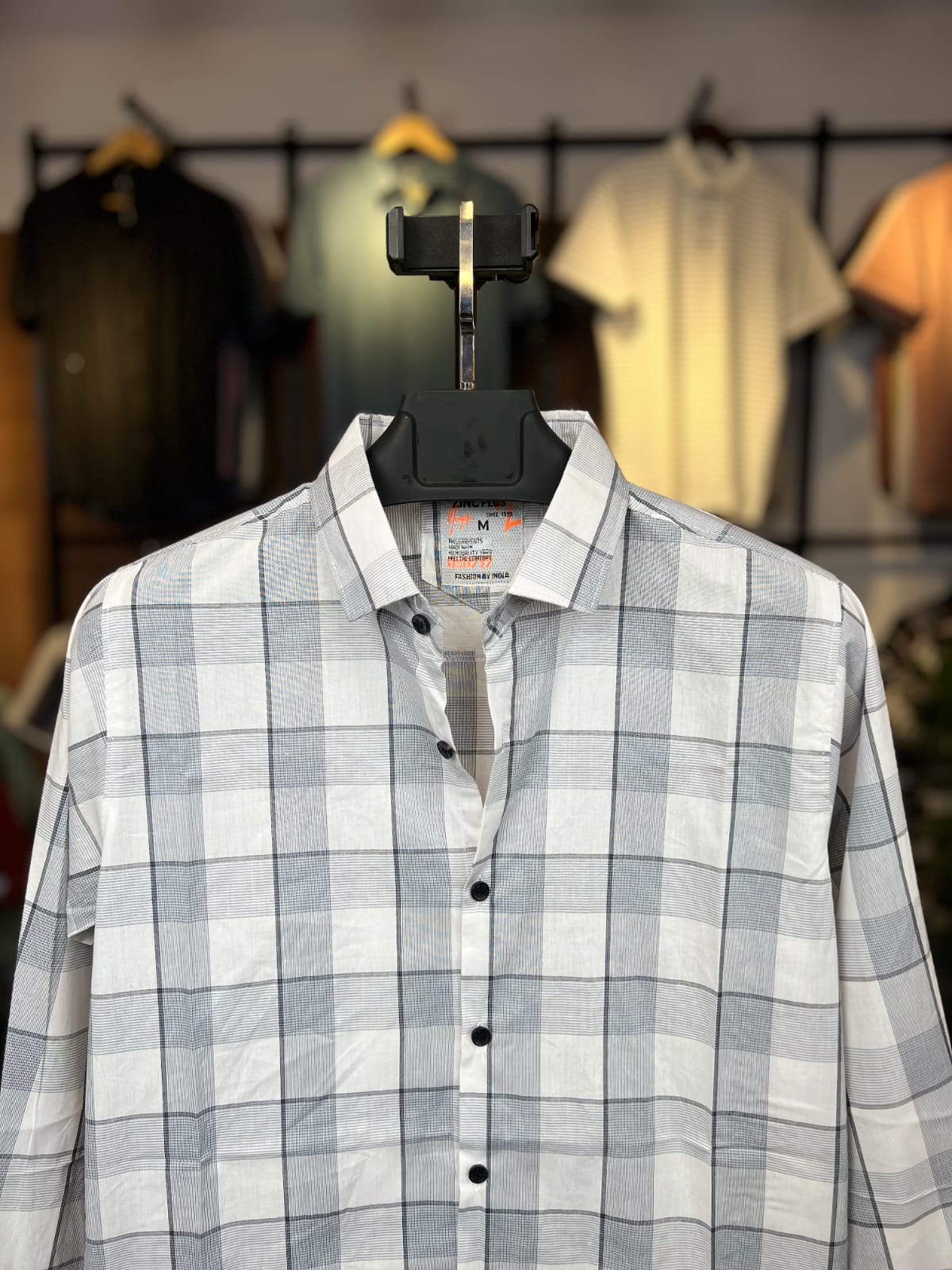 White and Ash Colour Check Shirt | ck
