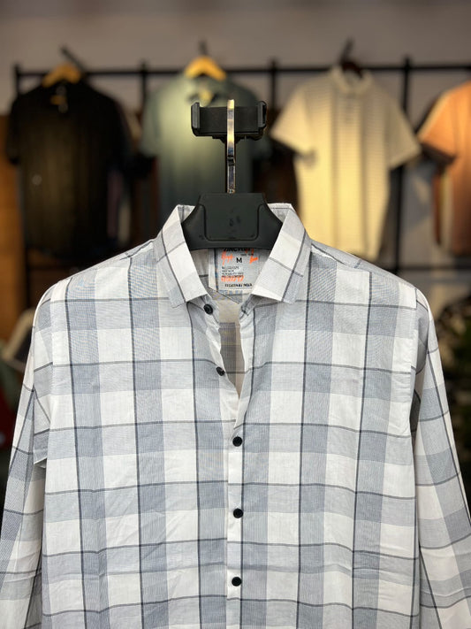 White and Ash Colour Check Shirt | ck