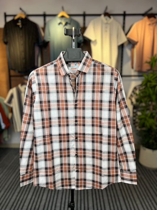 White and Orange Colour Check Shirt | ck