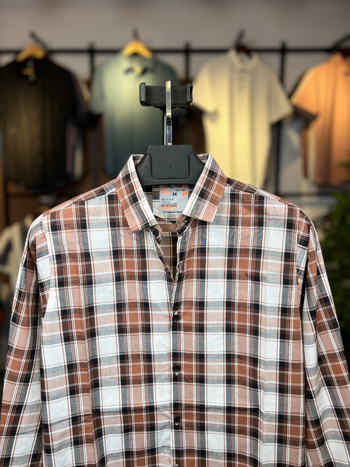 White and Orange Colour Check Shirt | ck