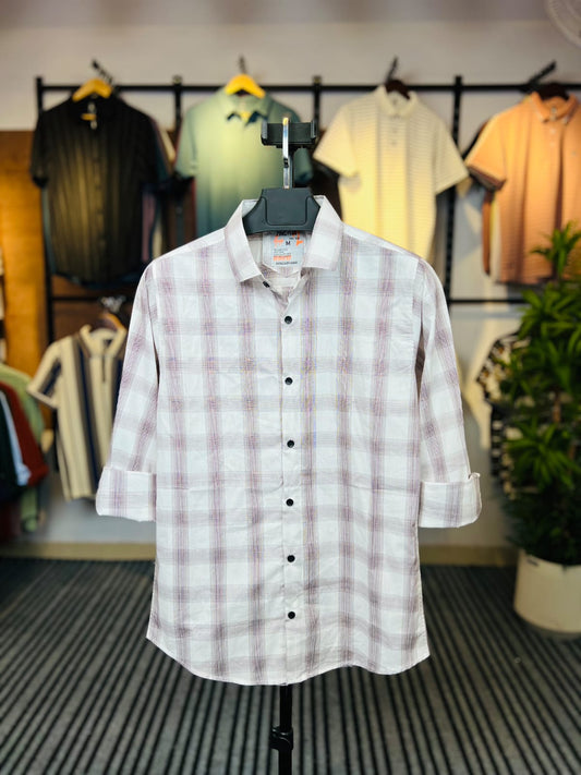 White and Light Brown Colour Check Shirt | ck