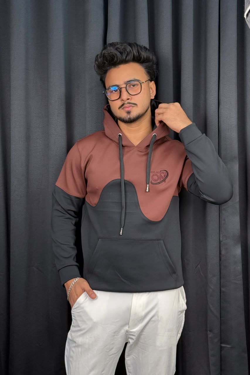 Chocolate Brown Contrast Hoodie |ONH