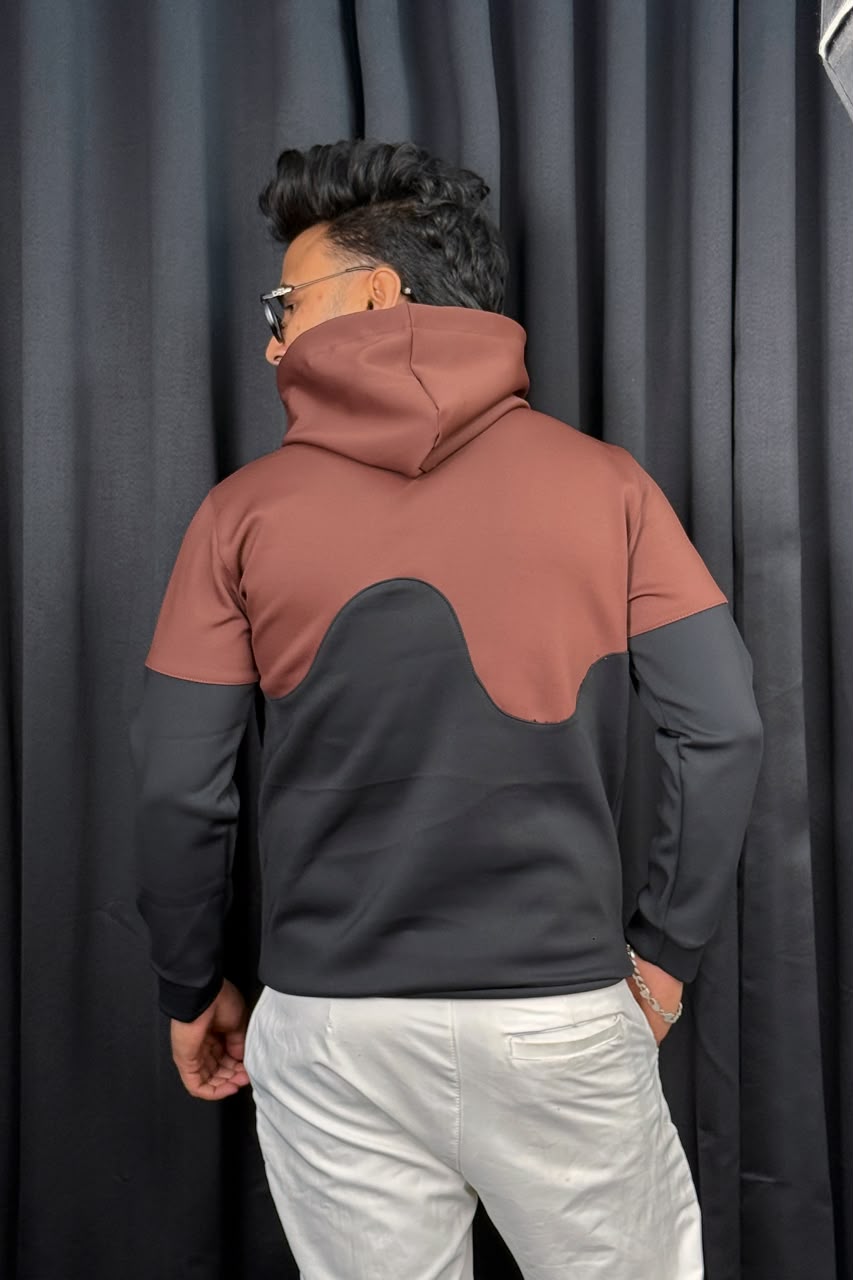 Chocolate Brown Contrast Hoodie |ONH