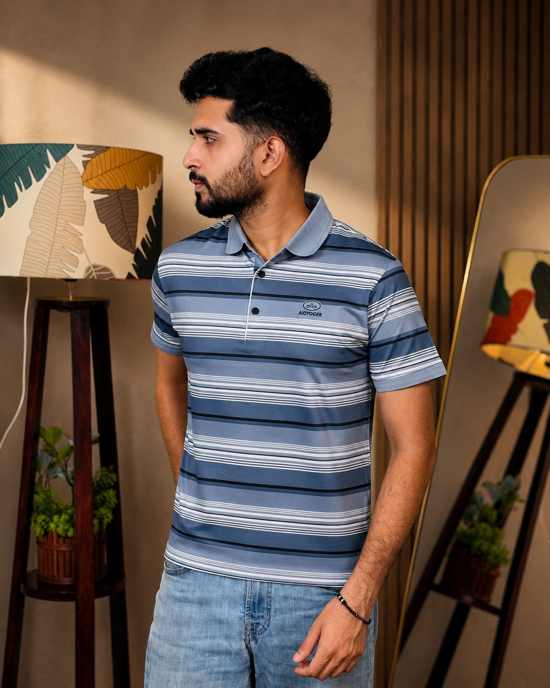 Blue Stripe Polo T-Shirt |AYG