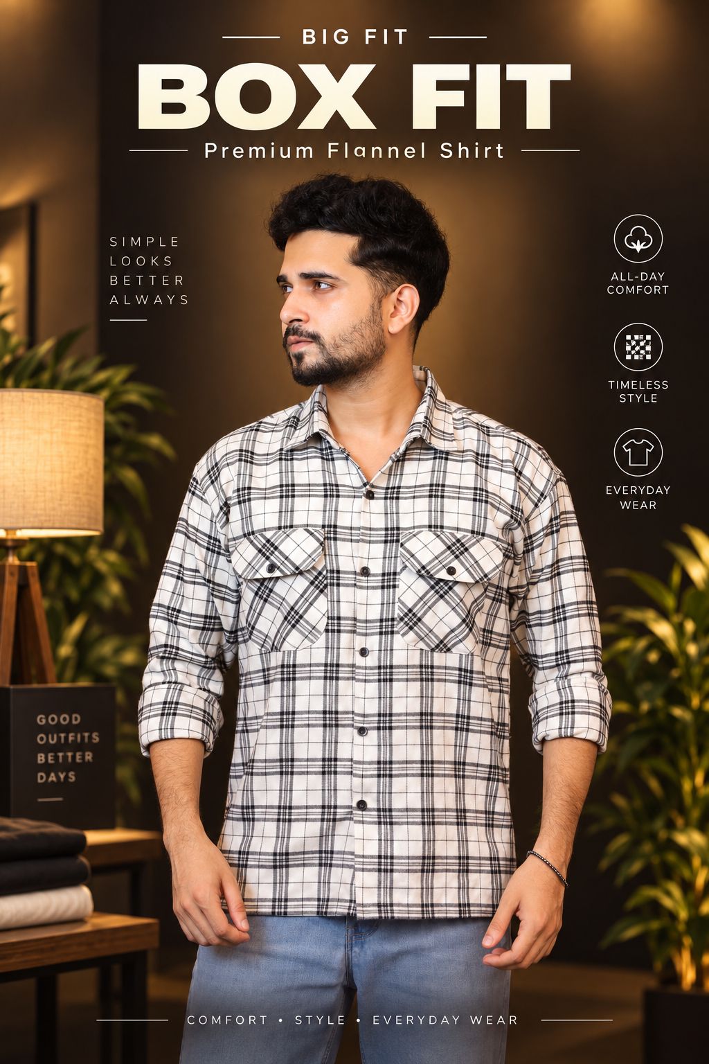 White Black Check Shirt-BX1