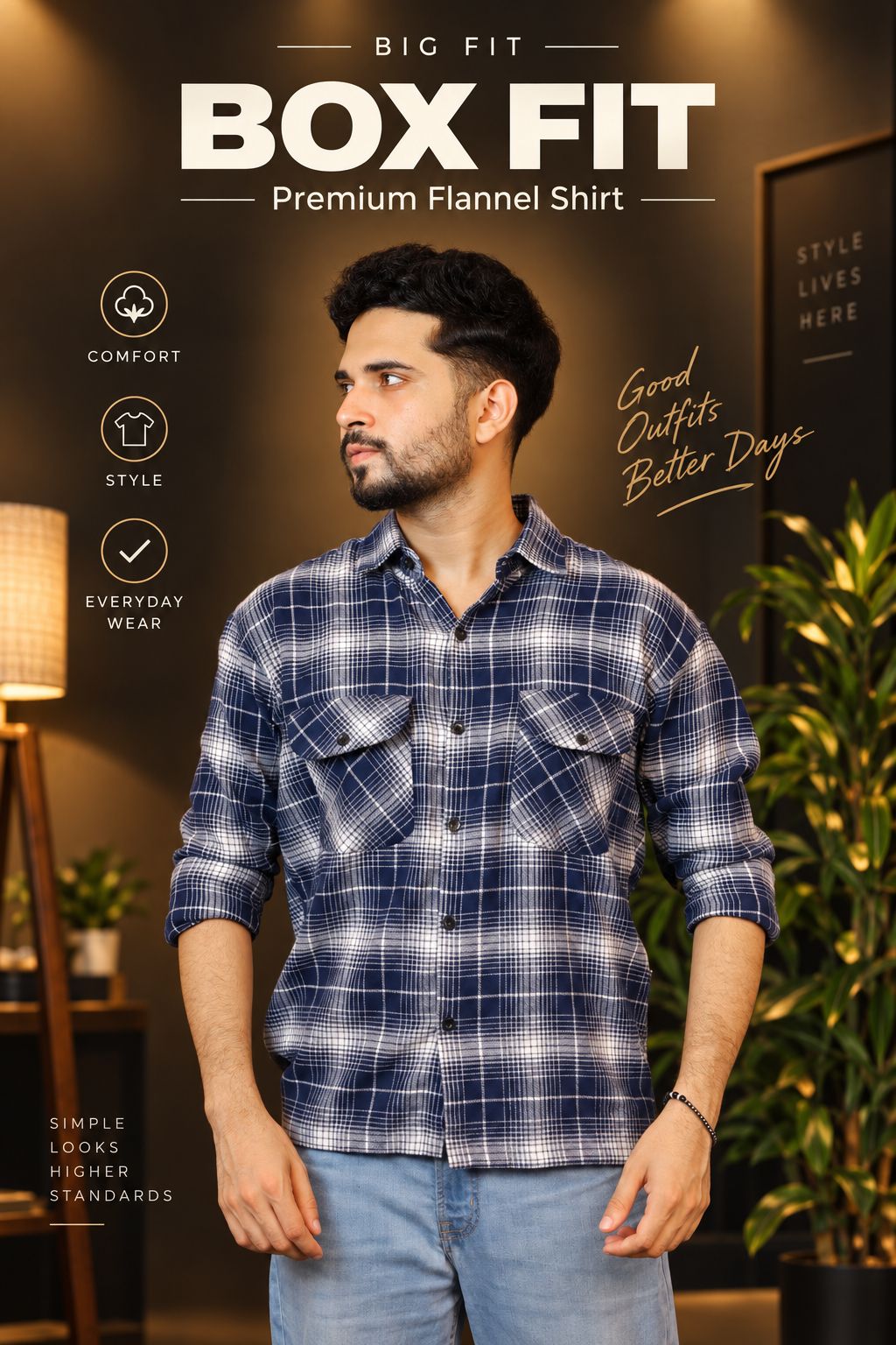 Nevy Blue Colour Check Shirt-BX1
