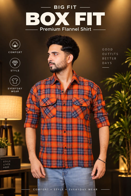 Orange Colour Check Shirt-BX1