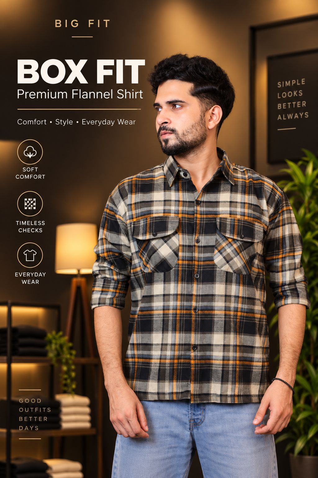 Olive Black Check Shirt-BX1