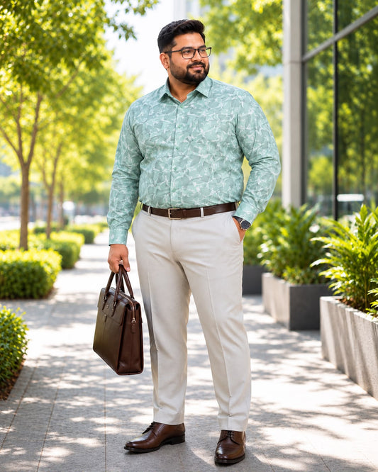 Mint Colour Printed Shirt-PPS