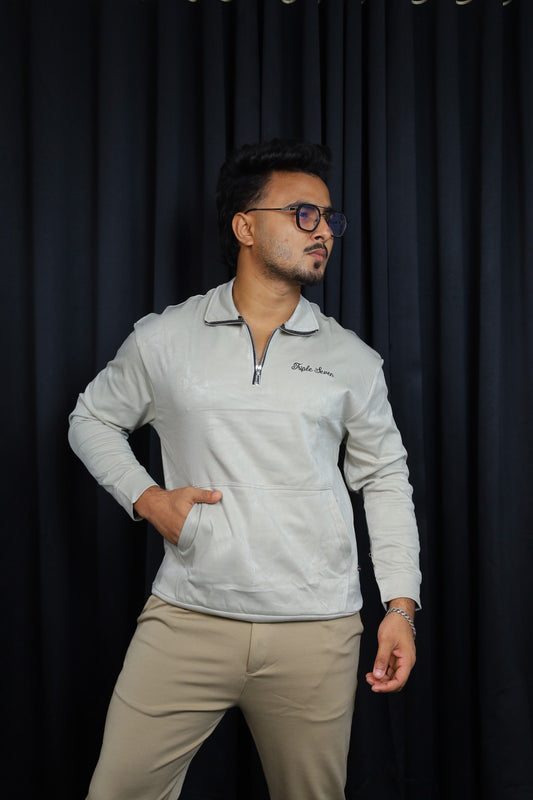 Silver Colour Sweatshirt-ZIPPER