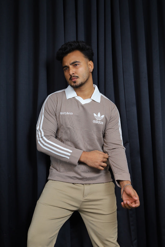 Beige Brown Colour Sweatshirt-adidas