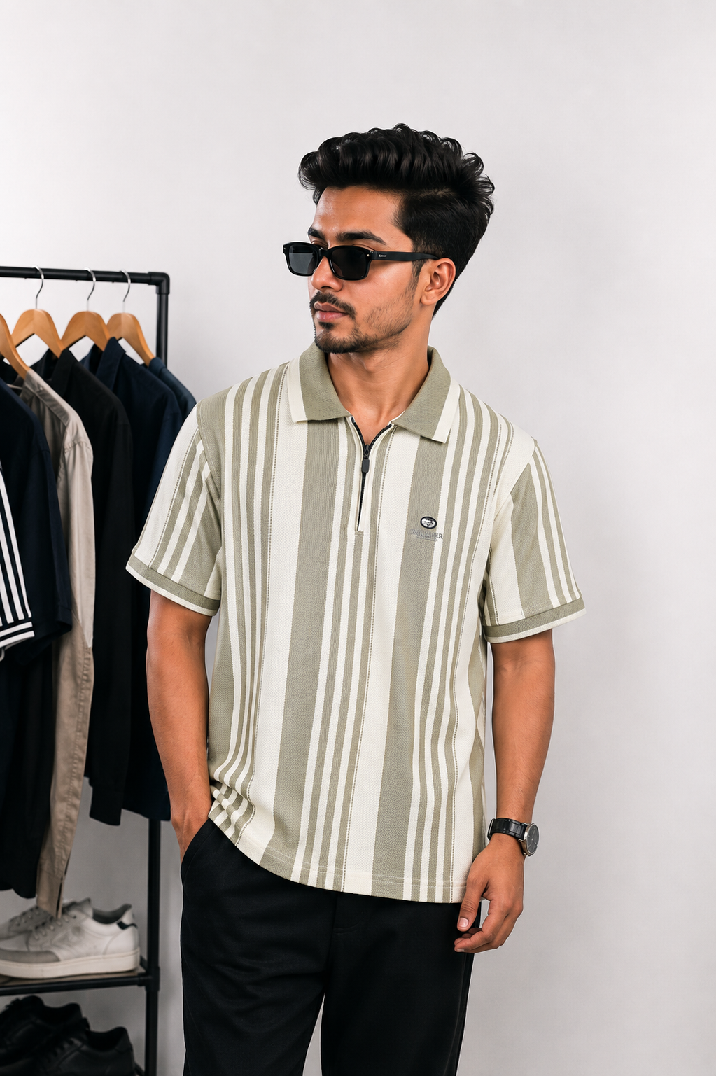Olive Contrast Polo T-Shirt |CNR