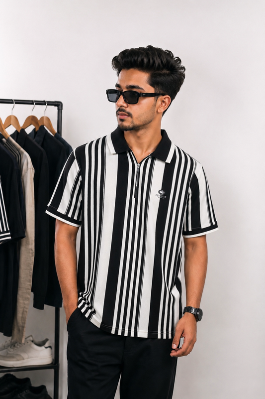 Black Contrast Polo T-Shirt |CNR