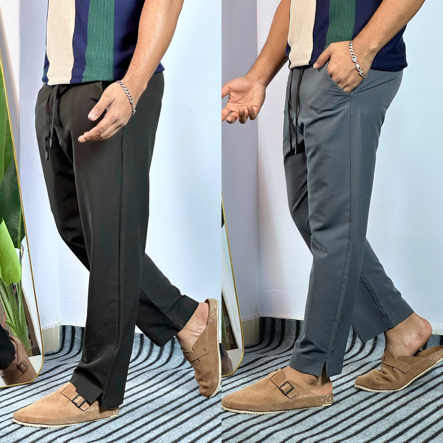 Black+Gray Colour 2 piece Combo Lowcut Baggy