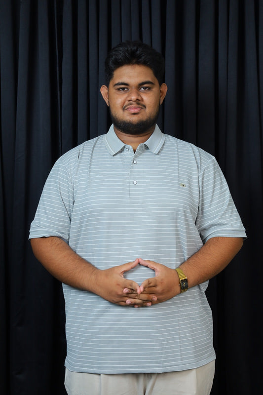 Ash Stripe Polo T-Shirt |THF