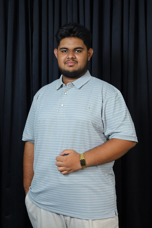Ash Stripe Polo T-Shirt |THF
